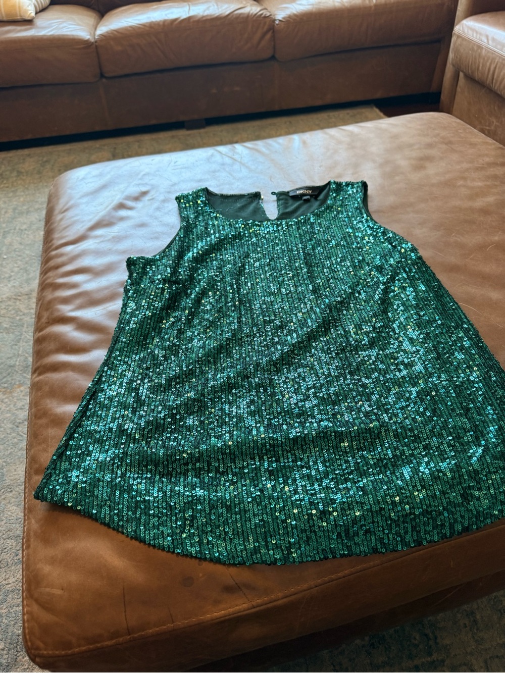 DKNY Girls Emerald Green Sequin Tank Top